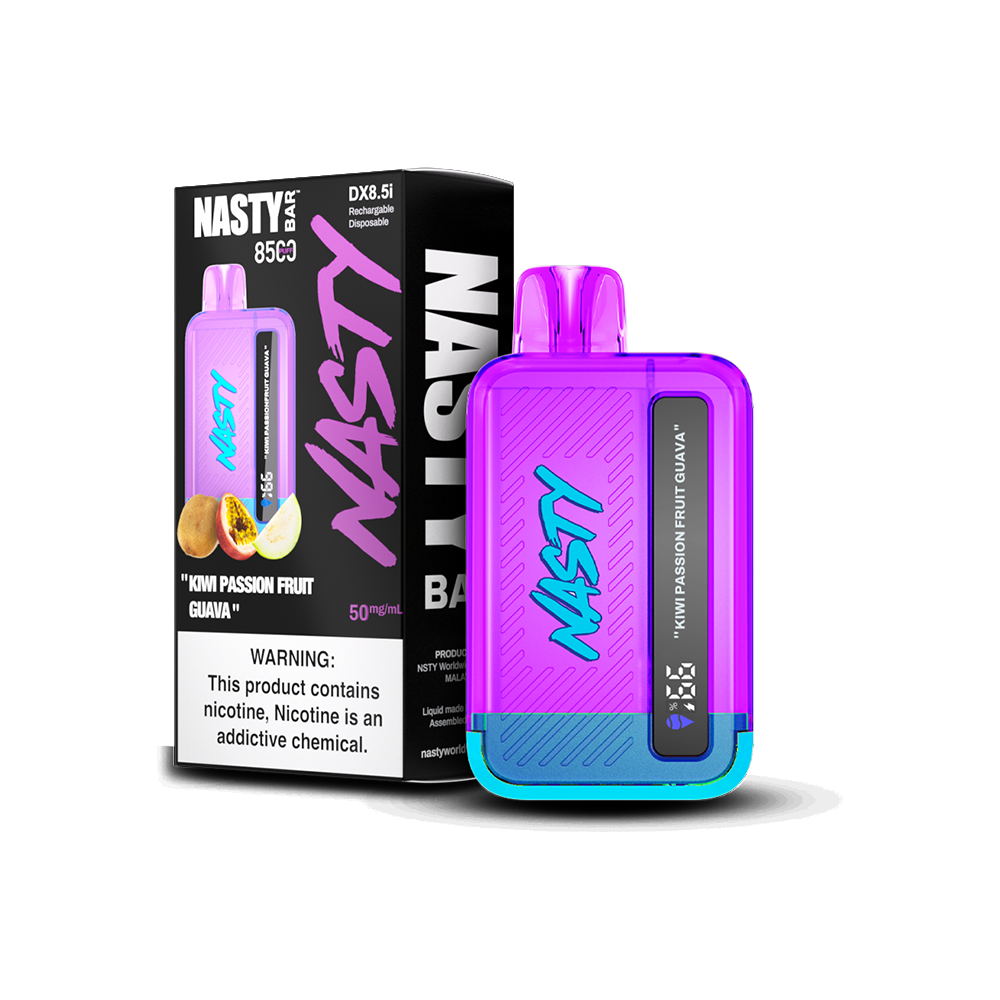 Nasty Bar Disposable 8500 Puffs 17mL 50mg Kiwi Passionfruit Guava with Packaging