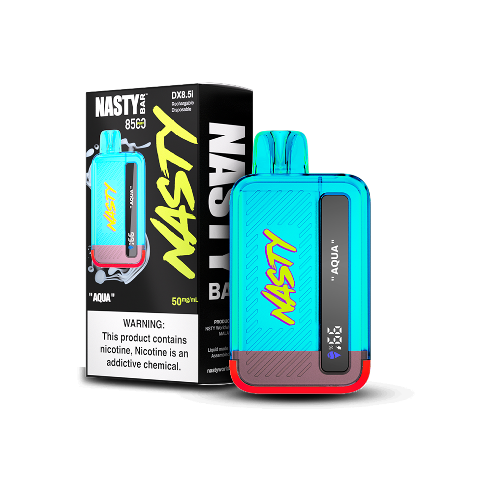 Nasty Bar Disposable 8500 Puffs 17mL 50mg Aqua with Packaging