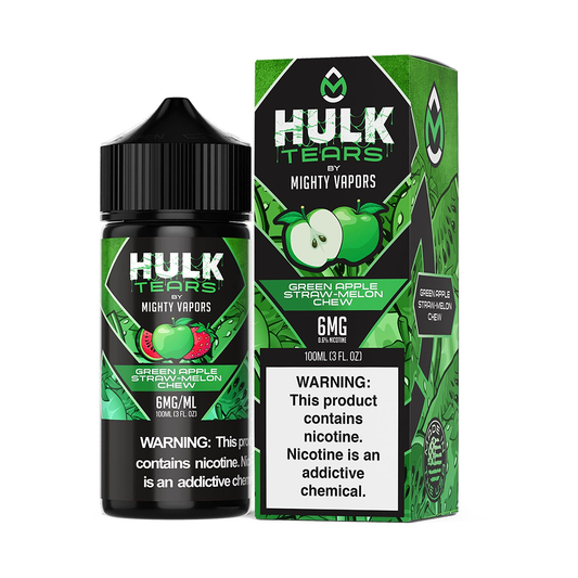 Green Apple by Mighty Vapors Hulk Tears E-Juice 100mL(Freebase) with Packaging