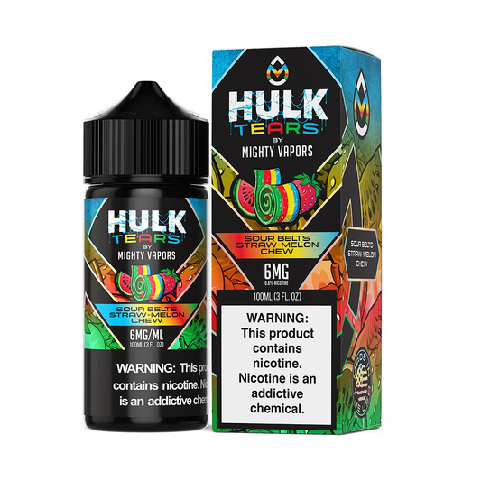 Sour Belts by Mighty Vapors Hulk Tears E-Juice 100mL (Freebase) with Packaging