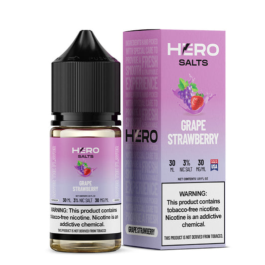 Grape Strawberry by Hero E-Liquid 30mL (Salts) with Packaging