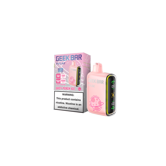 Geek Bar Pulse Disposable 15000 Puffs 16mL 50mg juicy peach ice with packaging