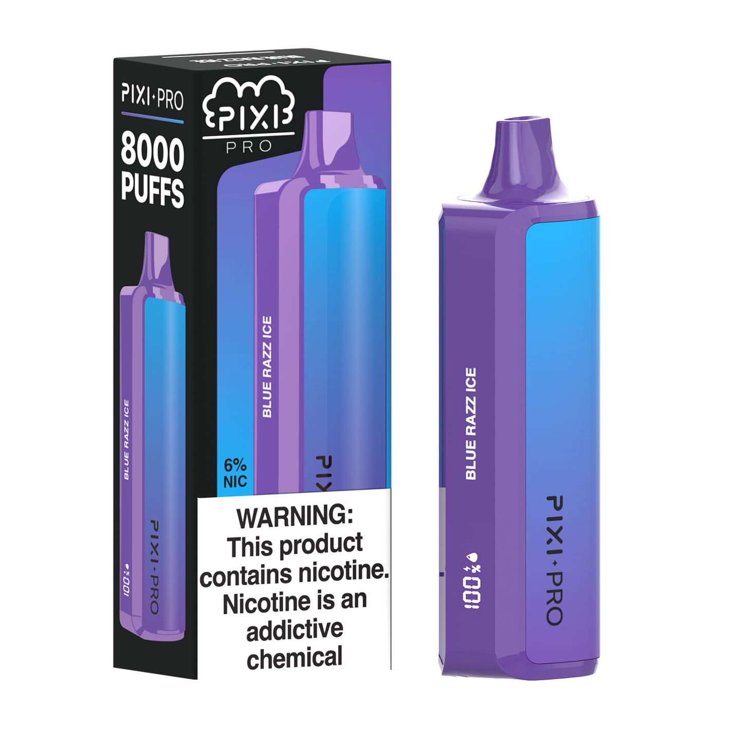 Puff Pixi Pro Disposable | 8000 puffs | 14mL Blue Razz Ice with packaging
