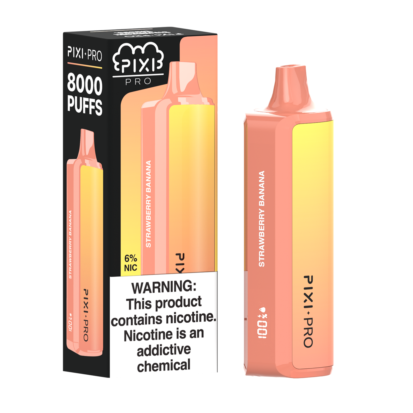 Puff Pixi Pro Disposable | 8000 puffs | 14mL Strawberry Banana with packaging