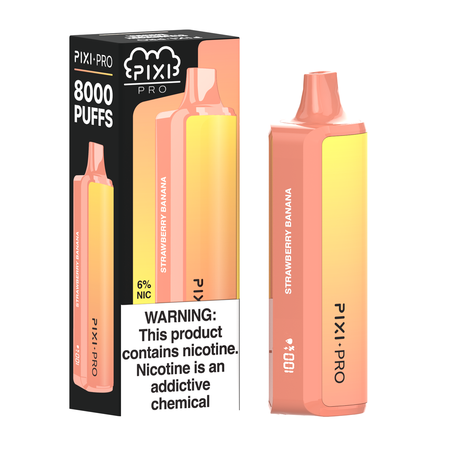 Puff Pixi Pro Disposable | 8000 puffs | 14mL Strawberry Banana with packaging