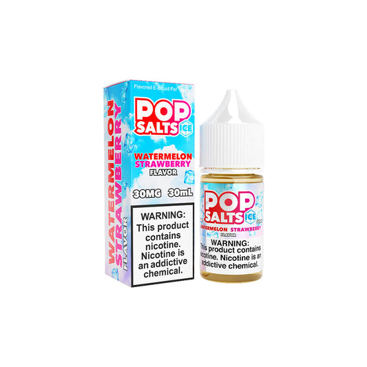 Watermelon Strawberry Ice by Pop Salts E-Liquid 30mL Salt Nic with Packaging