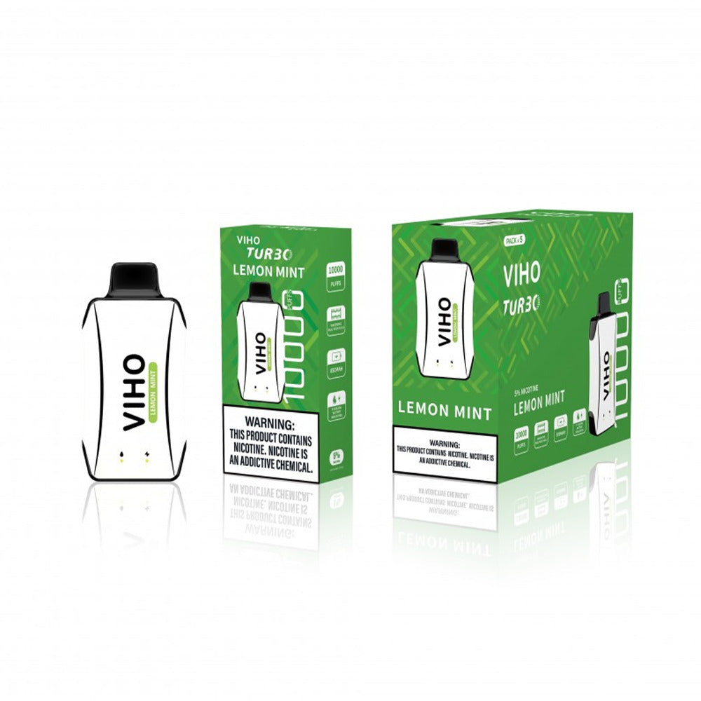 Viho Turnbo Disposable 10000 Puffs (17mL) - lemon mint with packaging
