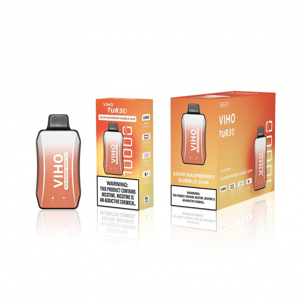Viho Turnbo Disposable 10000 Puffs (17mL) - sour raspberry bubble gum with packaging