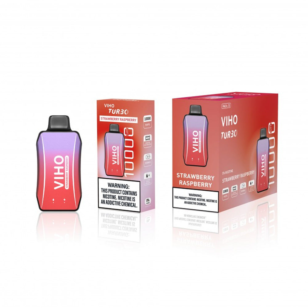 Viho Turnbo Disposable 10000 Puffs (17mL) - strawberry raspberry with packaging