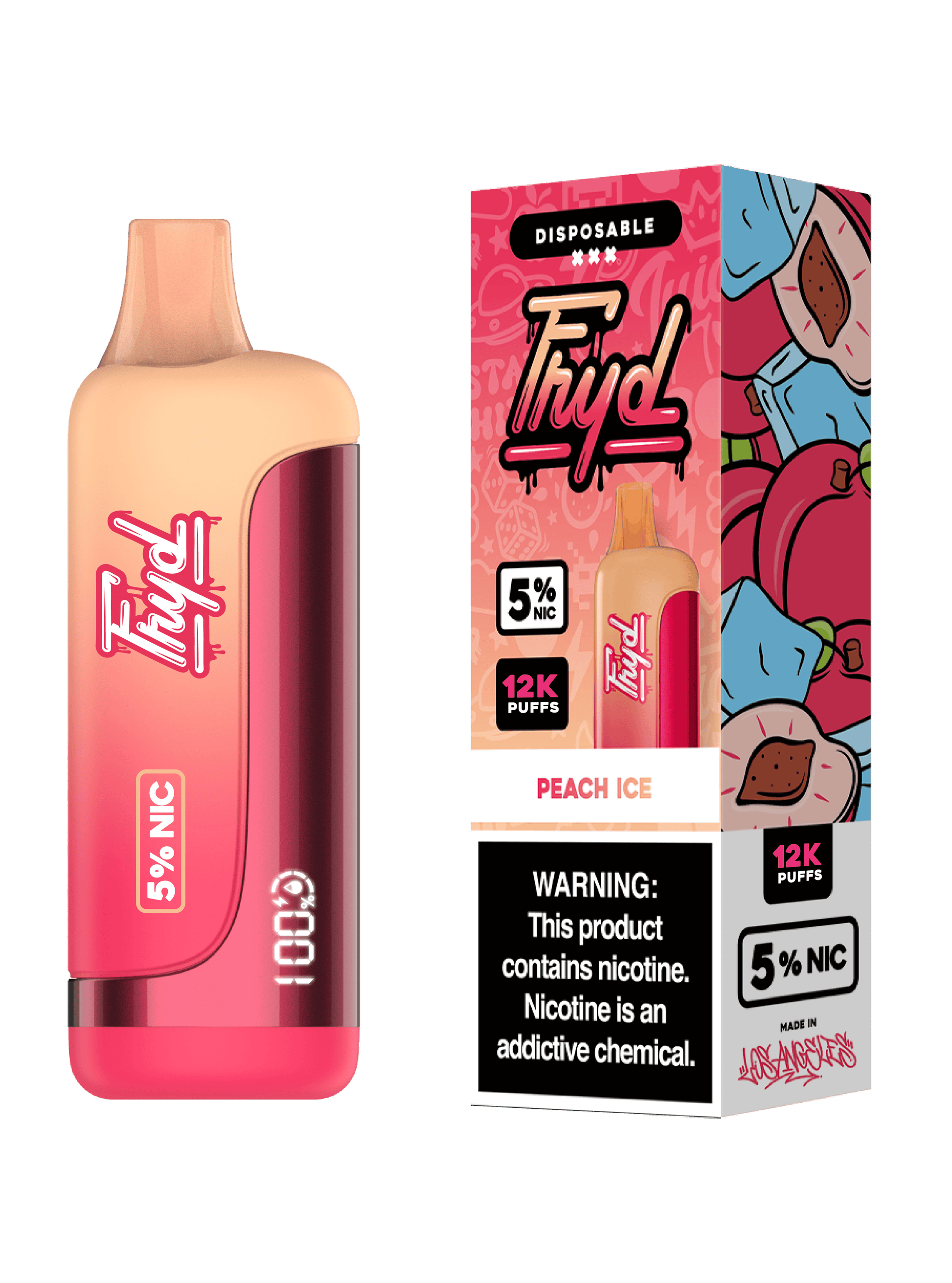 FRYD Disposable 12,000 Puffs (17mL) 50mg - Peach Ice