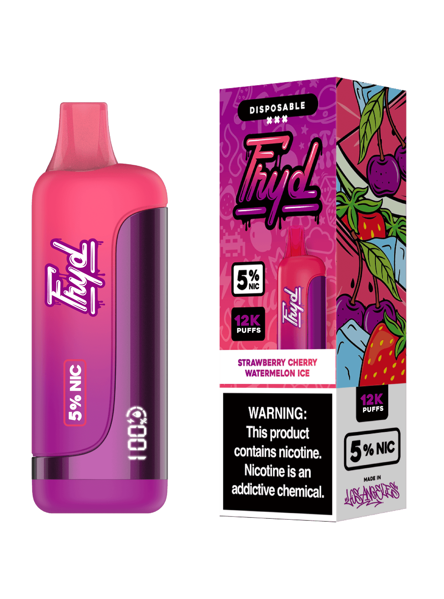 FRYD Disposable 12,000 Puffs (17mL) 50mg - Strawberry Cherry Watermelon Ice