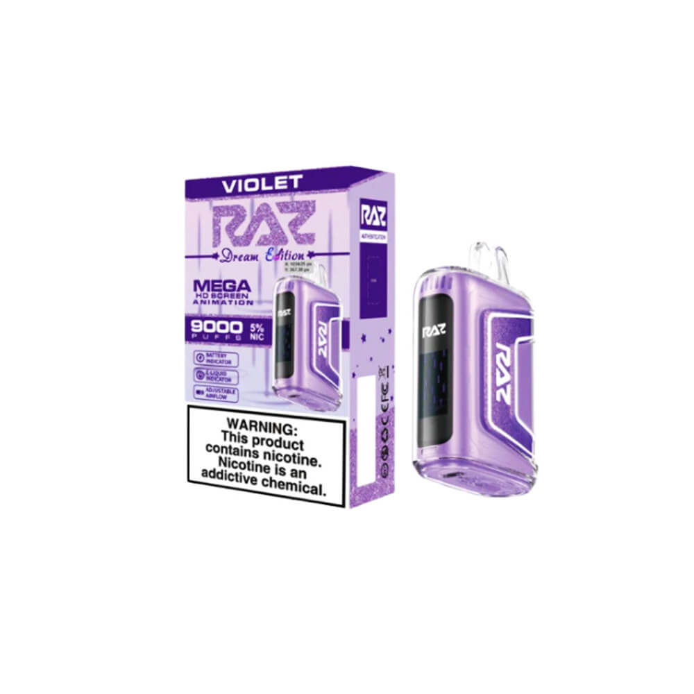 RAZ TN9000 Disposable 9000 Puffs 12mL 50mg Violet (Grape Strawberry) with packaging