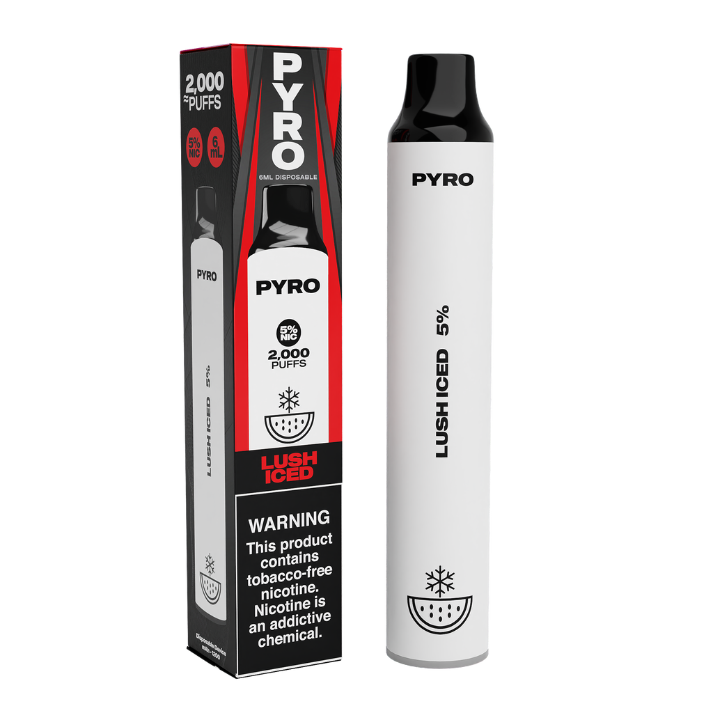 Pyro Disposable | 2000 Puffs | 6mL Lush Iced	 with Packaging