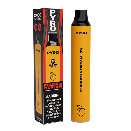 Pyro Disposable | 2000 Puffs | 6mL Peaches N Cream	 with Packaging