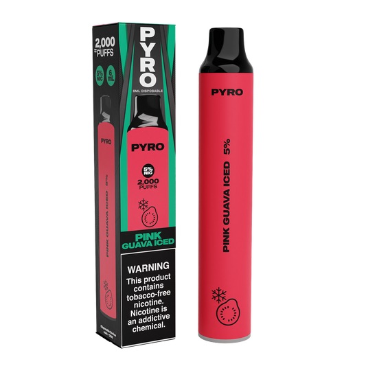 Pyro Disposable | 2000 Puffs | 6mL Pink Guava Iced	 with Packaging