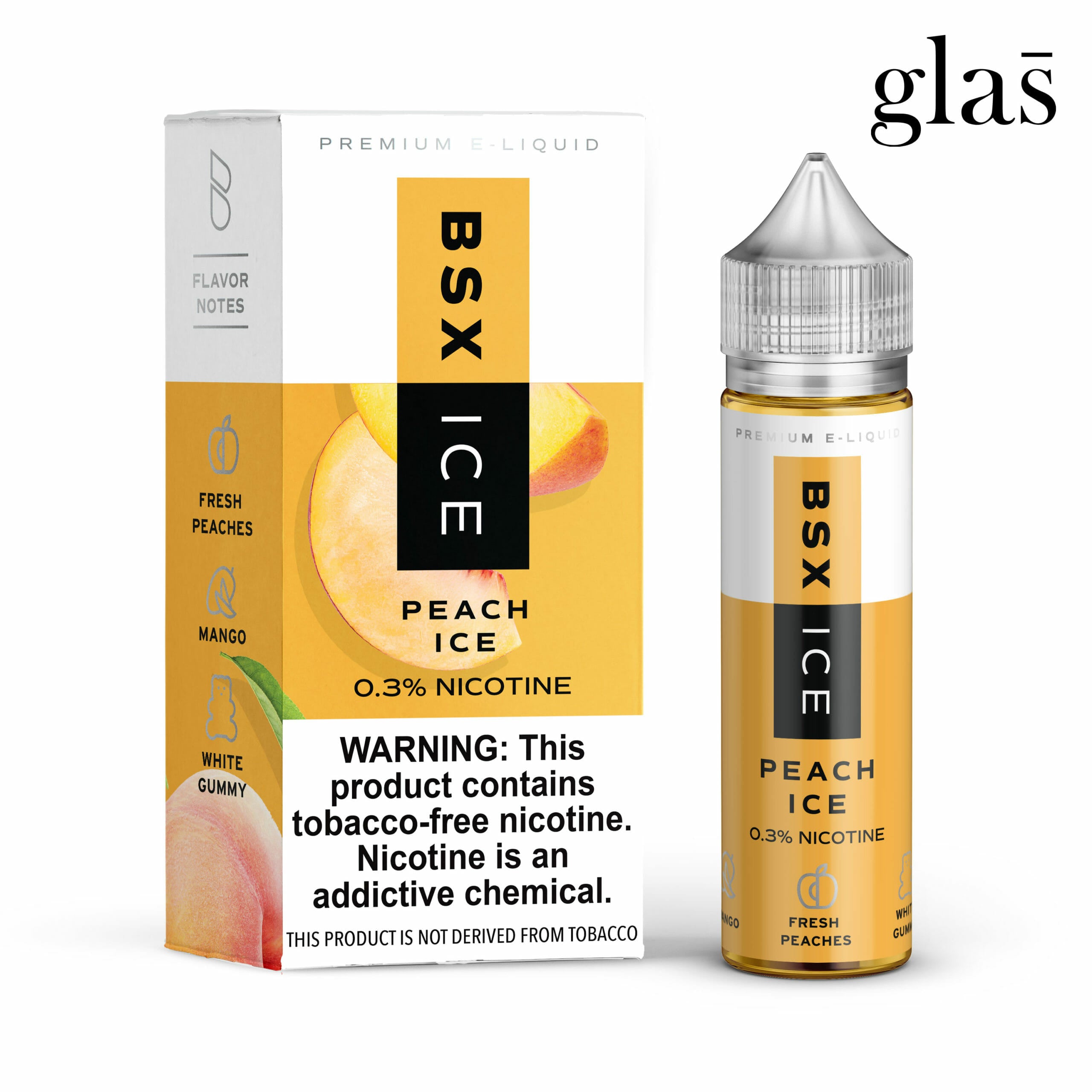 Peach Ice by GLAS BSX Tobacco-Free Nicotine Series 60mL with Packaging