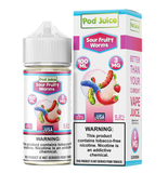 Sour Fruity Worms by Pod Juice Series 100mL with Packaging