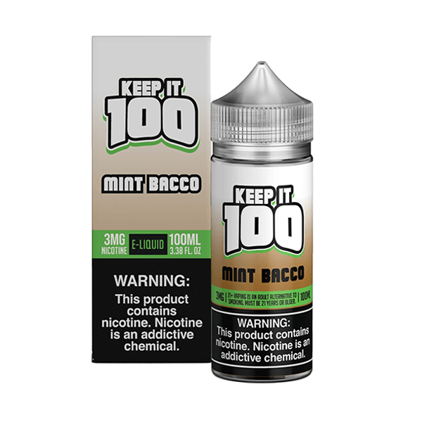 Mint Bacco by Keep It 100 Tobacco-Free Nicotine Series 100mL with Packaging