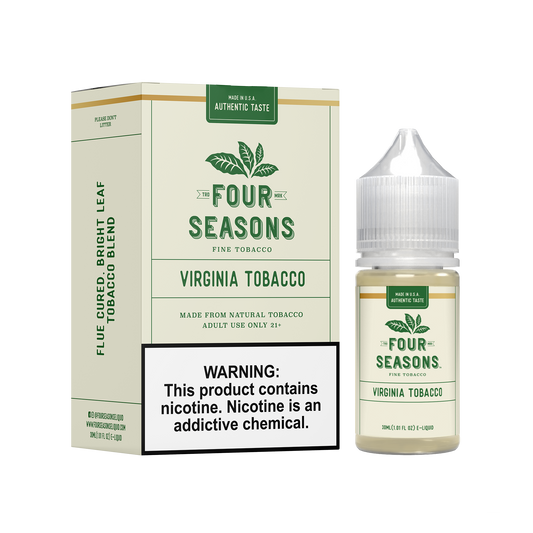 Virginia Tobacco by Four Seasons Series E-Liquid 30mL (Freebase) with packaging