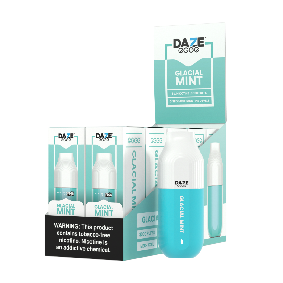 Daze Egge Disposable | 3000 Puffs | 7mL Glacial Mint	 with Packaging