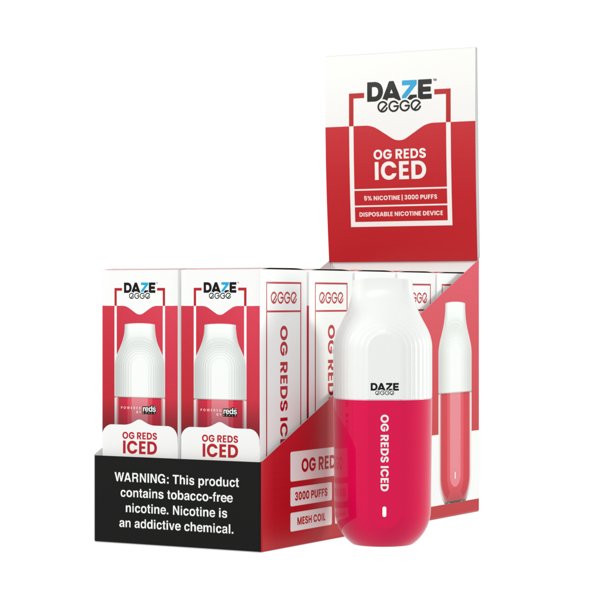 Daze Egge Disposable | 3000 Puffs | 7mL Og Reds Iced	 with Packaging