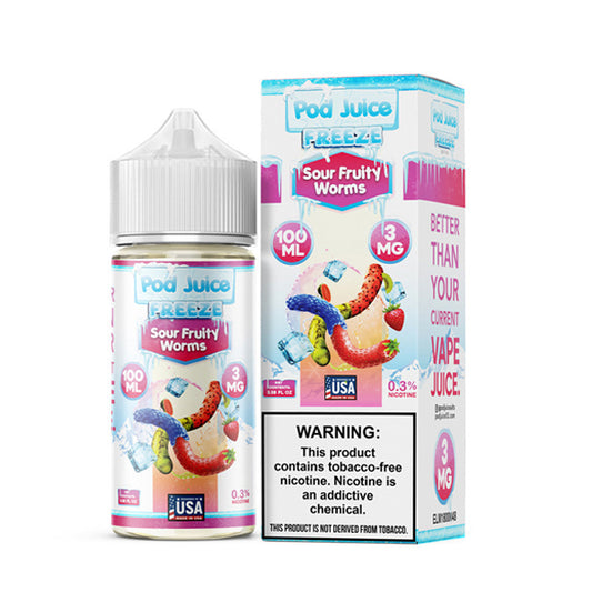 Sour Fruity Worms Freeze | Pod Juice | 100ML with packaging