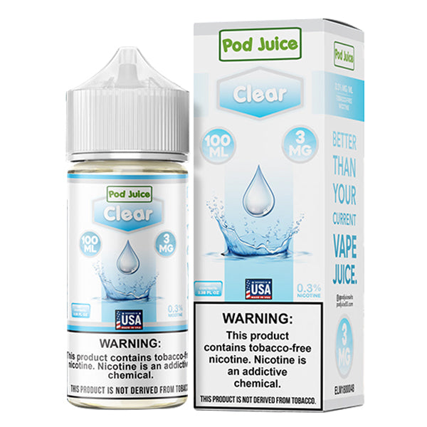 Clear by Pod Juice Series 100mL 3mg with packaging