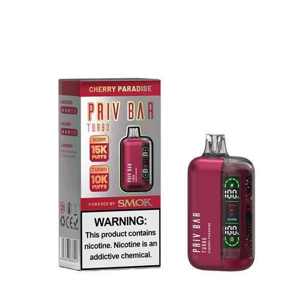 Priv Bar Turbo Disposable 16mL 50mg cherry paradise with packaging