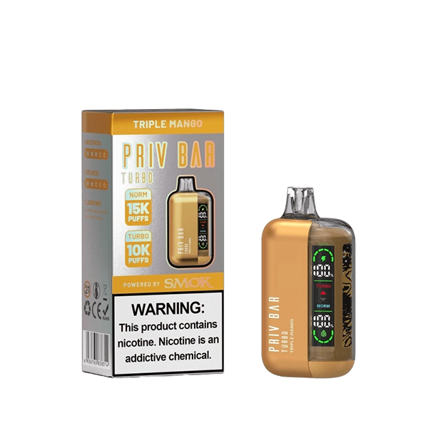 Priv Bar Turbo Disposable 16mL 50mg triple mango with packaging
