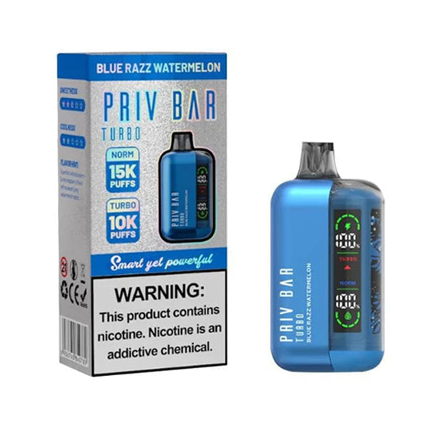 Priv Bar Turbo Disposable 16mL 50mg blue razz watermelon with packaging
