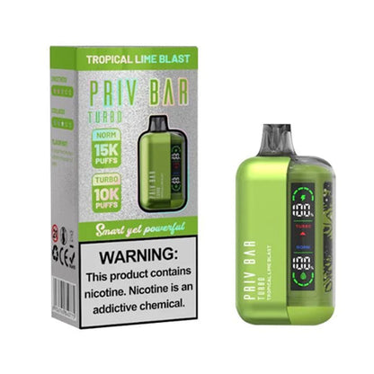 Priv Bar Turbo Disposable 16mL 50mg tropical lime blast with packaging