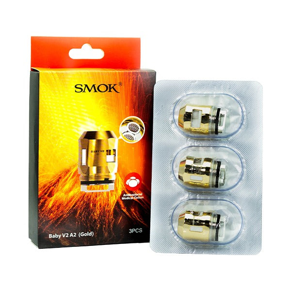 SMOK TFV8 Baby V2 Coils A2 (gold)  3-Pack with packaging