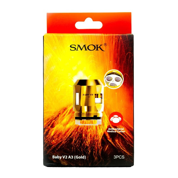 SMOK TFV8 Baby V2 Coils A3 (gold)  3-Pack with packaging