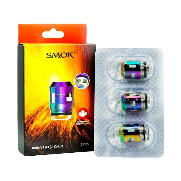 SMOK TFV8 Baby V2 Coils A3 7-color 3-Pack with packagig