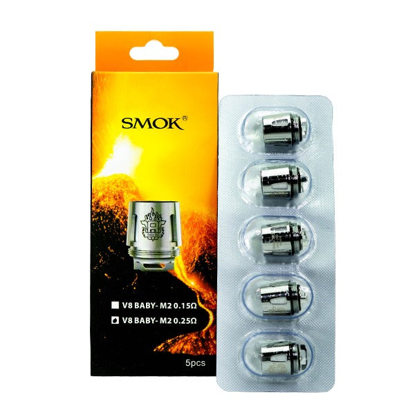 SMOK TFV8 Baby Coils M2 .025ohm (5-Pack) with packaging