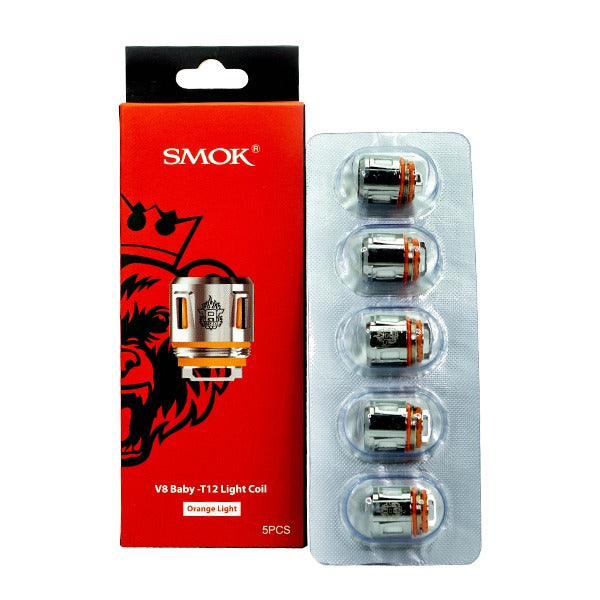 SMOK TFV8 Baby Coils T12 orange light (5-Pack) with packaging