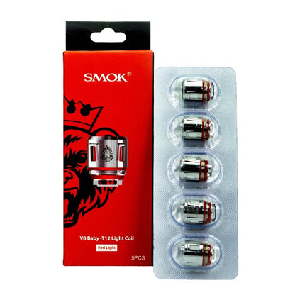 SMOK TFV8 Baby Coils T12 red light (5-Pack) with packaging