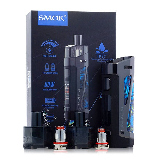 SMOK Scar P3 Pod System Kit | 10th Anniversary | Final Sale Fluid 7 Color with Packaging and all parts