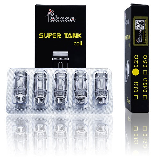 Tobeco Super Tank Coils (5-Pack) 0.2 ohm with packaging
