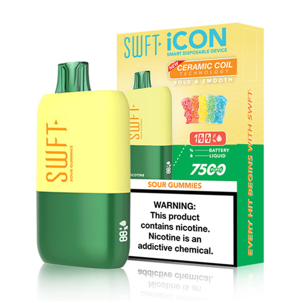 SWFT Icon Disposable 7500 Puffs 17mL 50mg sour gummies with packaging