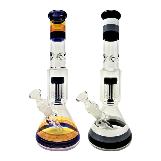 12 Inch Tri-Color Beaker with 8-Arm Perc Tree
