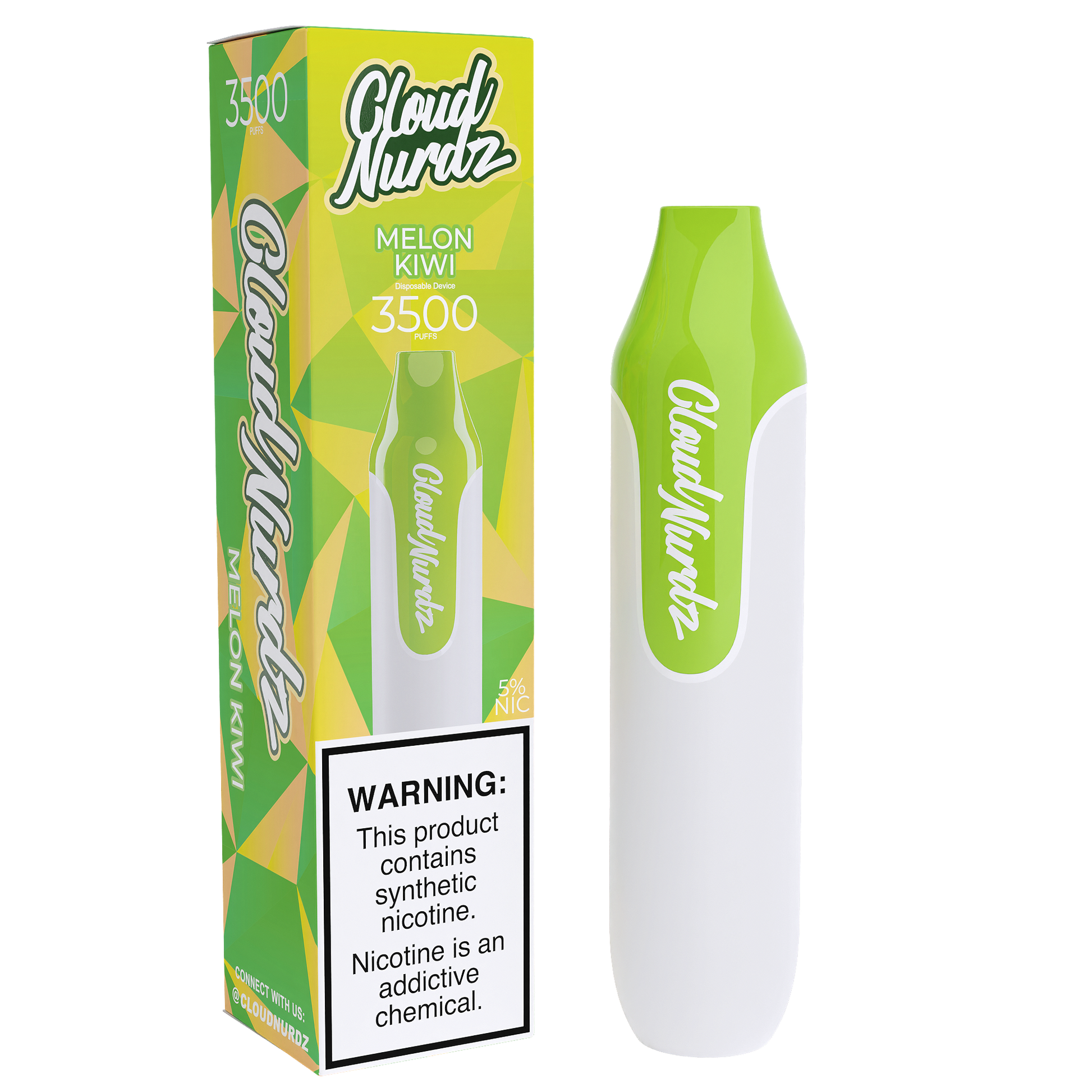 Cloud Nurdz Disposable Series | 10ml | 3500 Puffs Melon Kiwi with Packaging