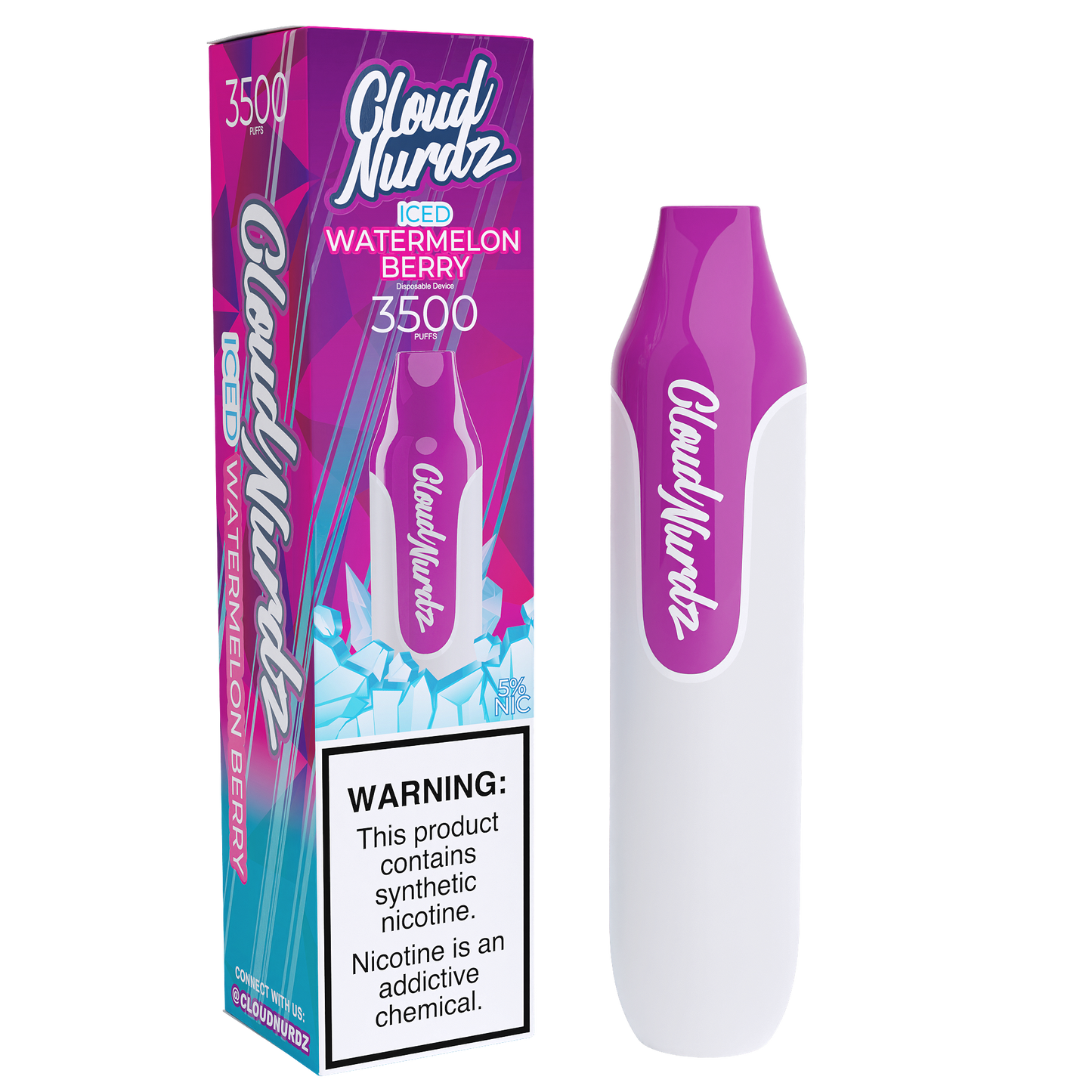 Cloud Nurdz Disposable Series | 10ml | 3500 Puffs Watermelon Berry Ice with Packaging