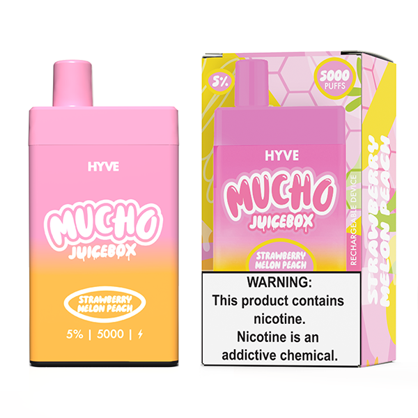 Mucho x Hyve Disposable | 5000 Puffs | 12mL | 50mg Strawberry Melon Peach With Packaging