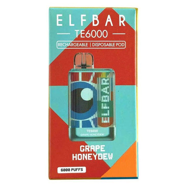 Elf Bar TE6000 Disposable | 6000 Puffs | 13mL | 40mg-50mg Grape Honeydew Packaging
