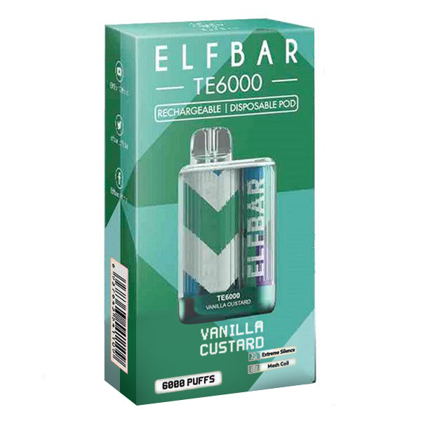 Elf Bar TE6000 Disposable | 6000 Puffs | 13mL | 40mg-50mg Vanilla Custard Packaging