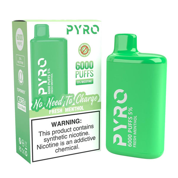 Pyro Disposable | 6000 Puffs | 13ml | 5% Fresh Menthol with Packaging