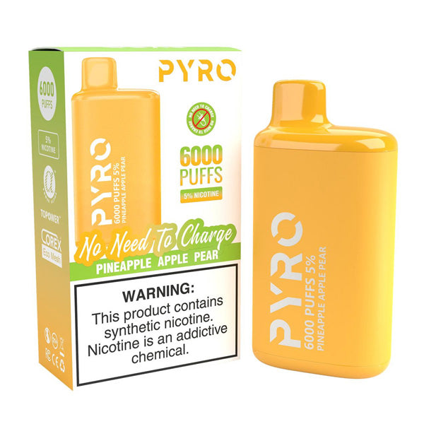 Pyro Disposable | 6000 Puffs | 13ml | 5% Pineapple Apple Pear with Packaging
