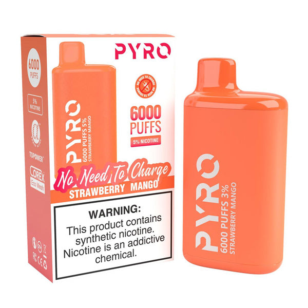 Pyro Disposable | 6000 Puffs | 13ml | 5% Strawberry Mango with Packaging