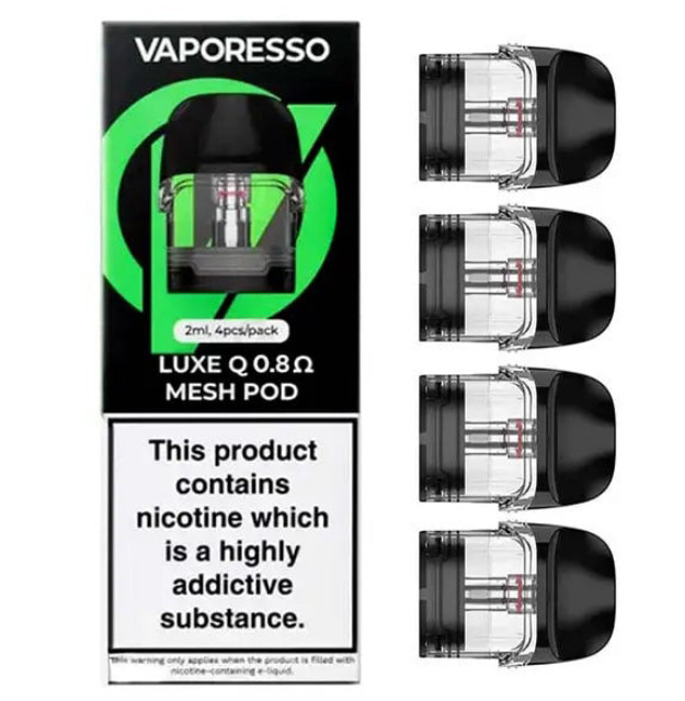 Vaporesso Luxe Q Replacement Pod – 2mL (4-Pack) 0.8ohm with packaging